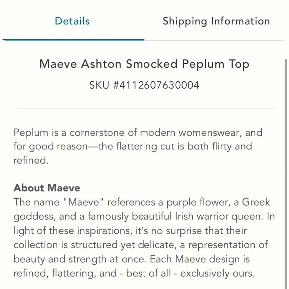 Maeve Ashton Smocked Peplum Top - Picture 9 of 10